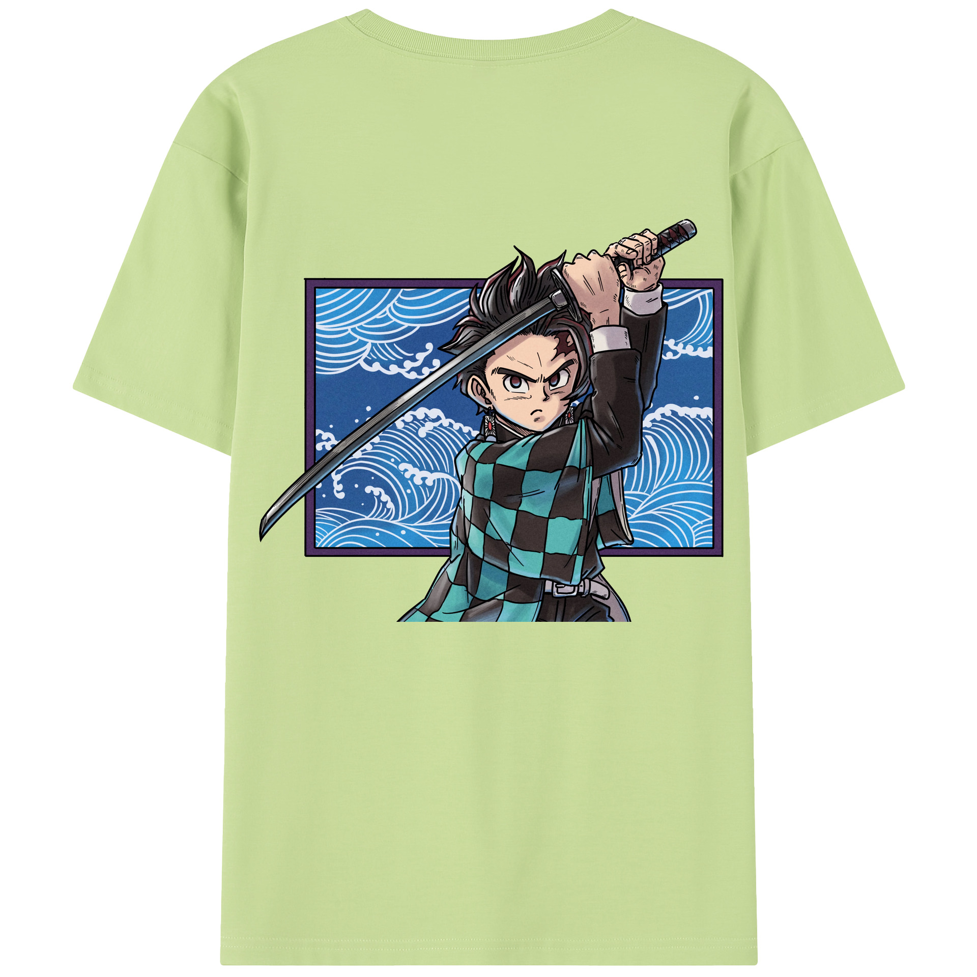 （画像用） 鬼滅の刃 竈門 炭治郎／かまど たんじろう Kamado Tanjirou 綿100％半袖Tシャツ（背面プリント）
